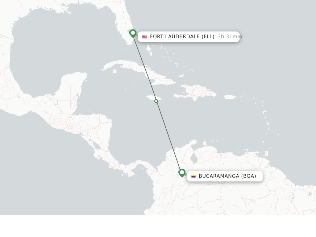 Flights from Bucaramanga to Fort Lauderdale route map