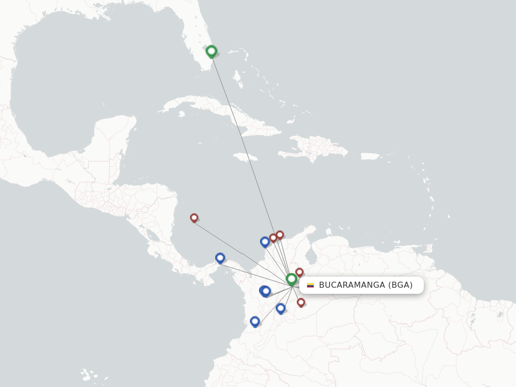 Flights from Bucaramanga to Miami route map
