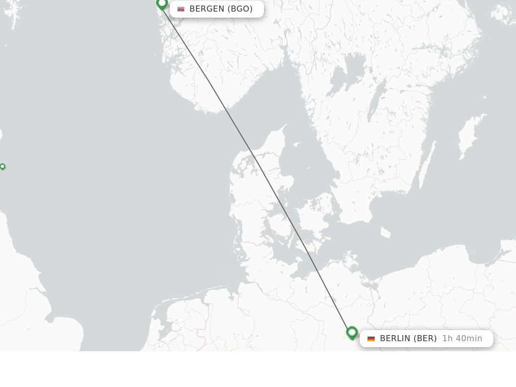 Flights from Bergen to Berlin route map