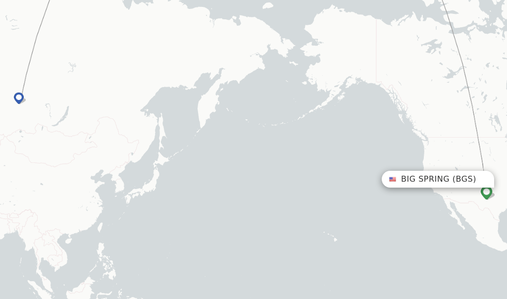 Route map with flights from Boguchany with KrasAvia
