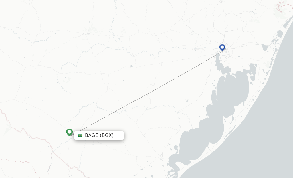 Route map with flights from Bage with Azul