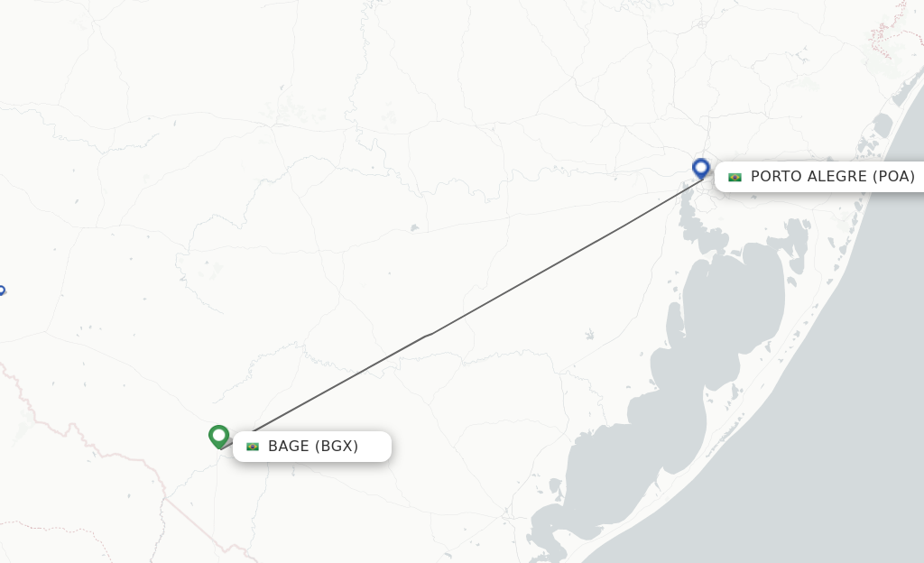 Flights from Bage to Porto Alegre route map