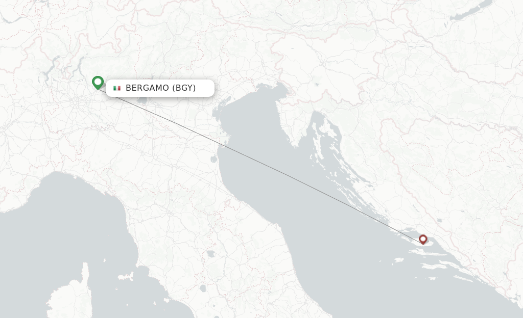 Route map with flights from Milan with Luxwing
