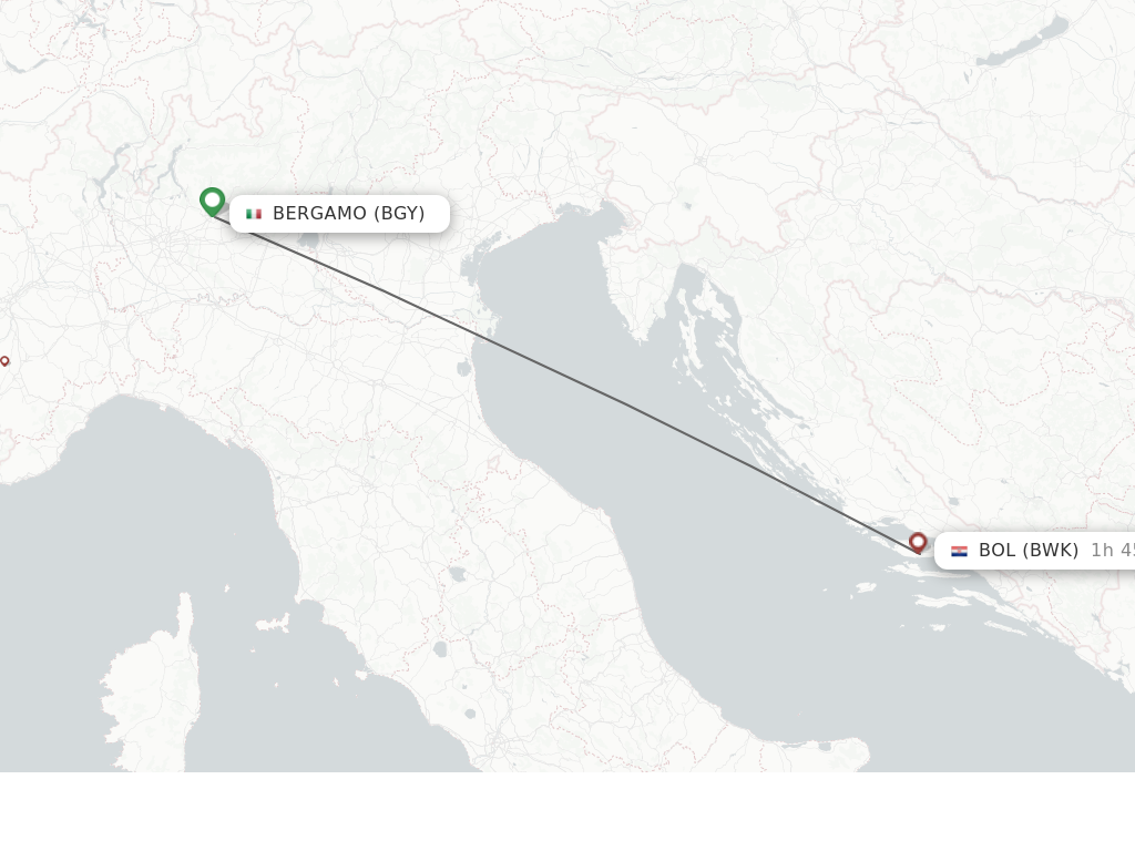 Flights from Milan to Bol route map