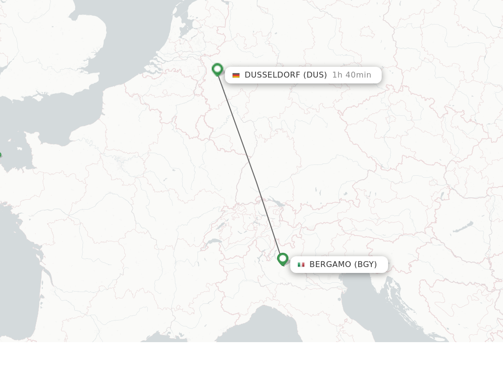 Flights from Milan to Dusseldorf route map