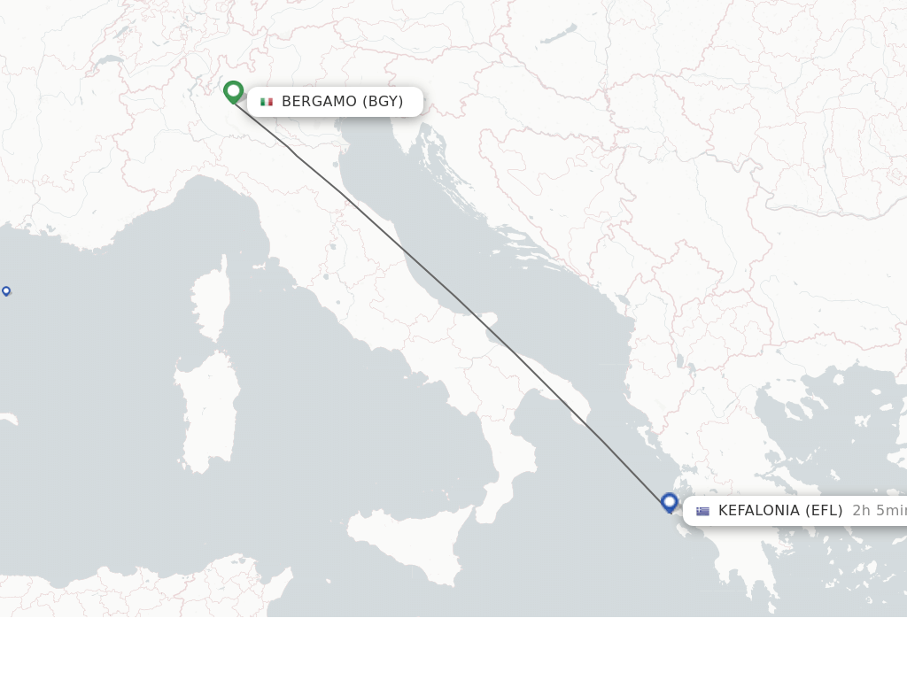 Flights from Milan to Kefallinia route map