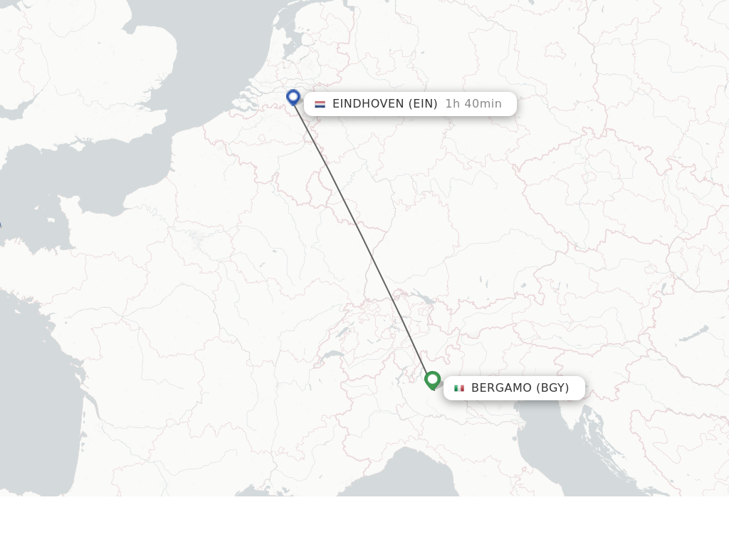 Flights from Milan to Eindhoven route map