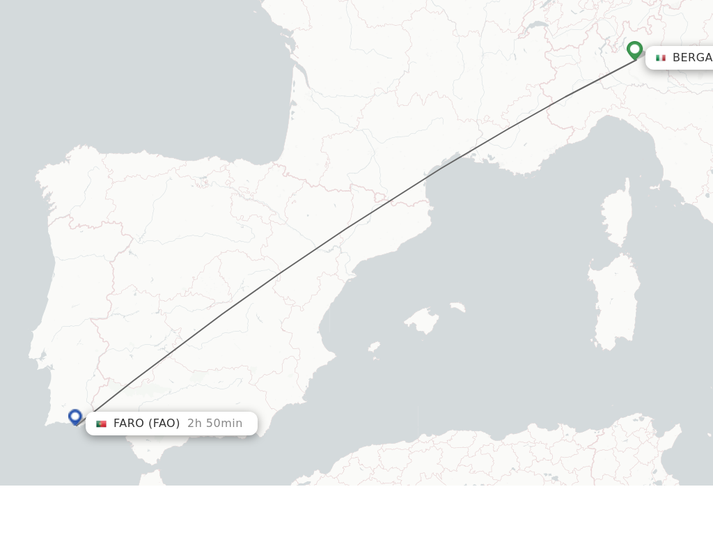 Flights from Milan to Faro route map