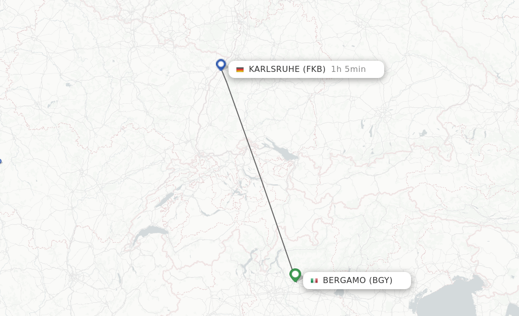 Flights from Milan to Karlsruhe/Baden-Baden route map