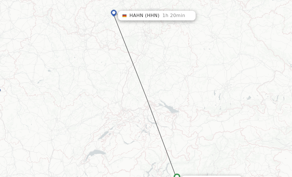 Flights from Milan to Hahn route map