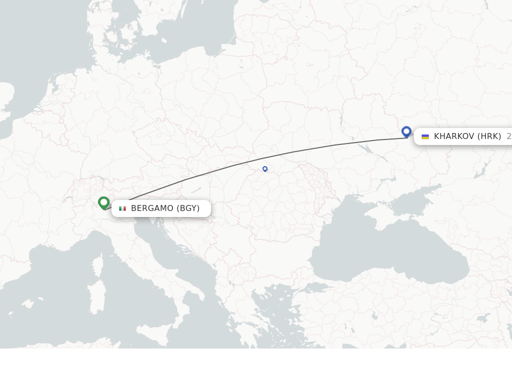 Flights from Milan to Kharkov route map