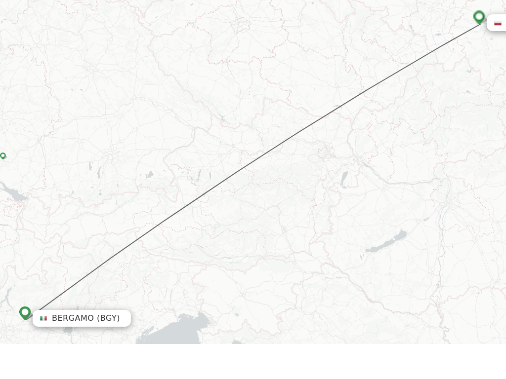 Flights from Milan to Krakow route map