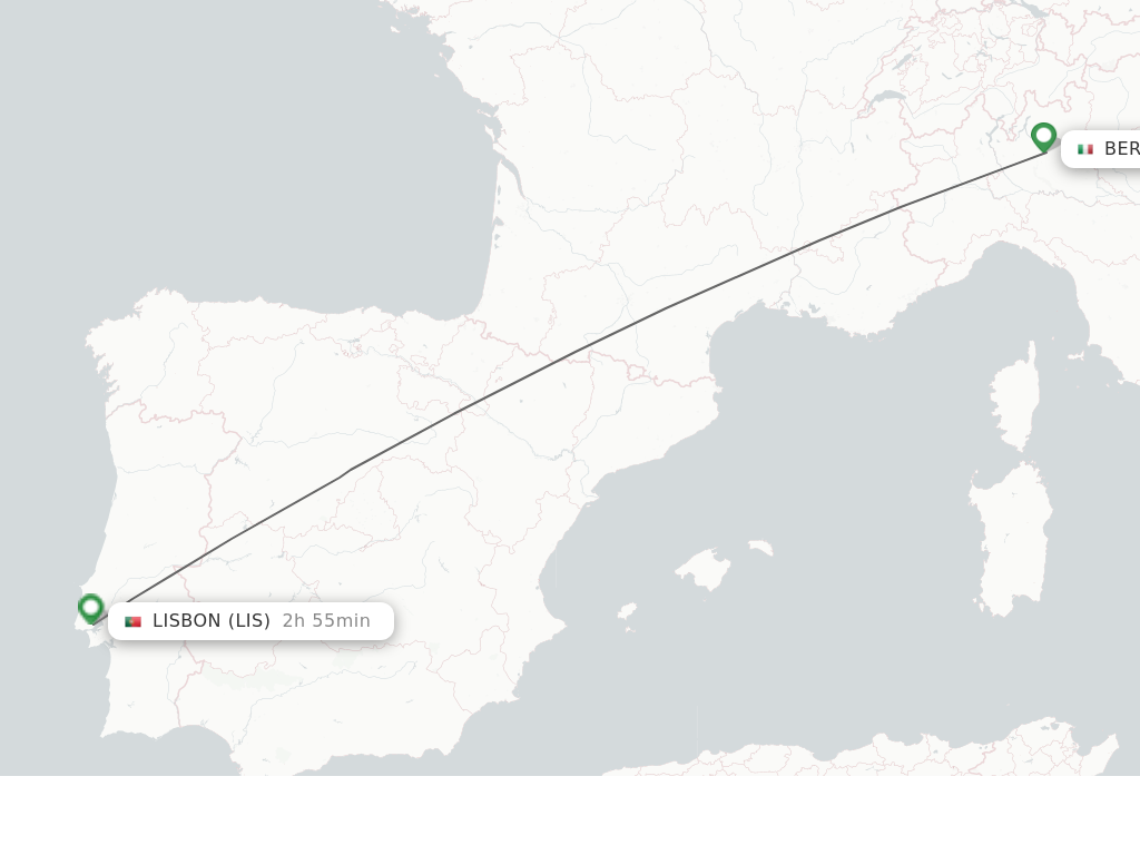 Flights from Milan to Lisbon route map