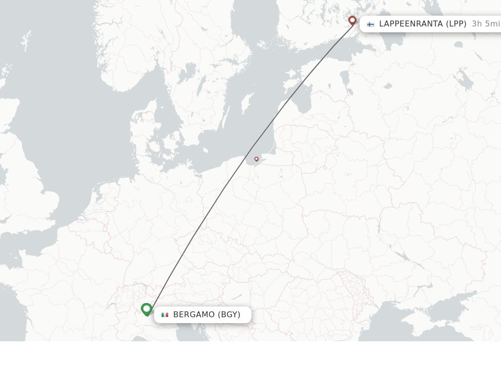 Flights from Milan to Lappeenranta route map