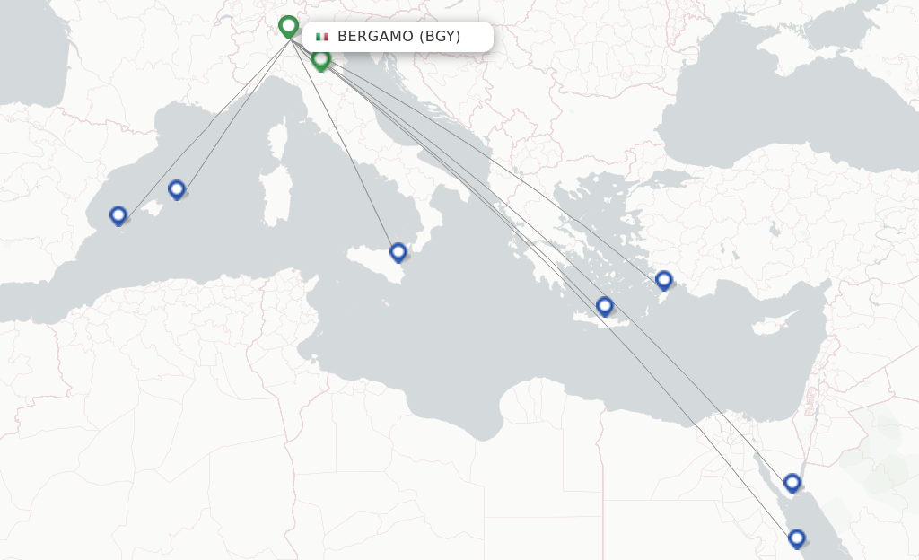 Route map with flights from Milan with Neos