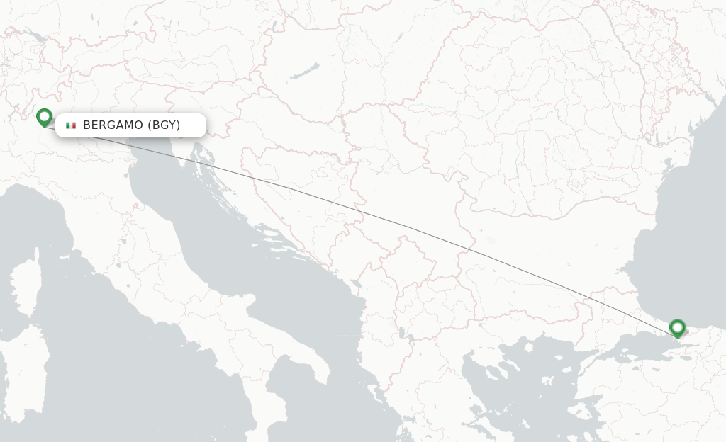 Route map with flights from Milan with Pegasus