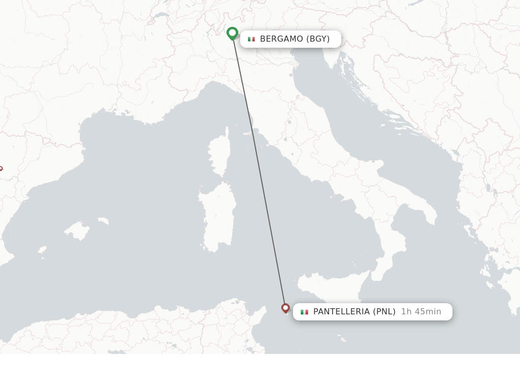 Flights from Milan to Pantelleria route map