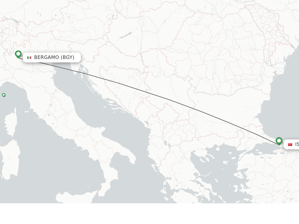 Flights from Milan to Istanbul route map