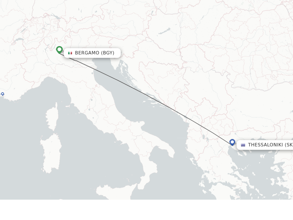 Flights from Milan to Thessaloniki route map