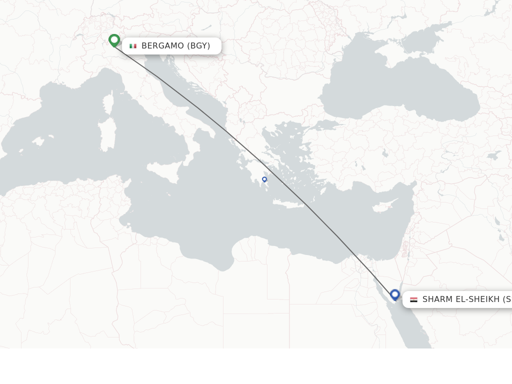 Flights from Bergamo to Sharm El-Sheikh route map