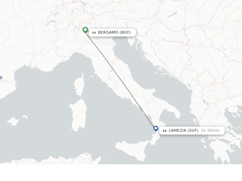 Flights from Milan to Lamezia-Terme route map