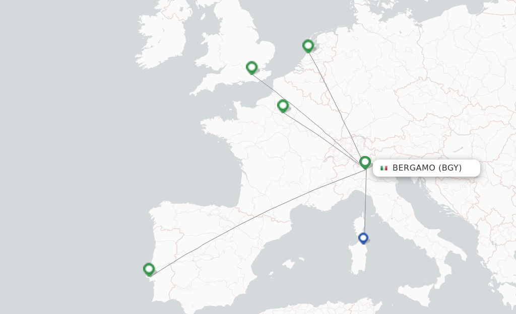 Route map with flights from Milan with easyJet