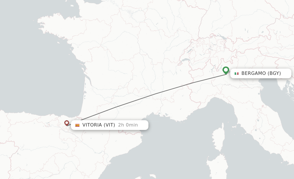 Flights from Milan to Vitoria route map