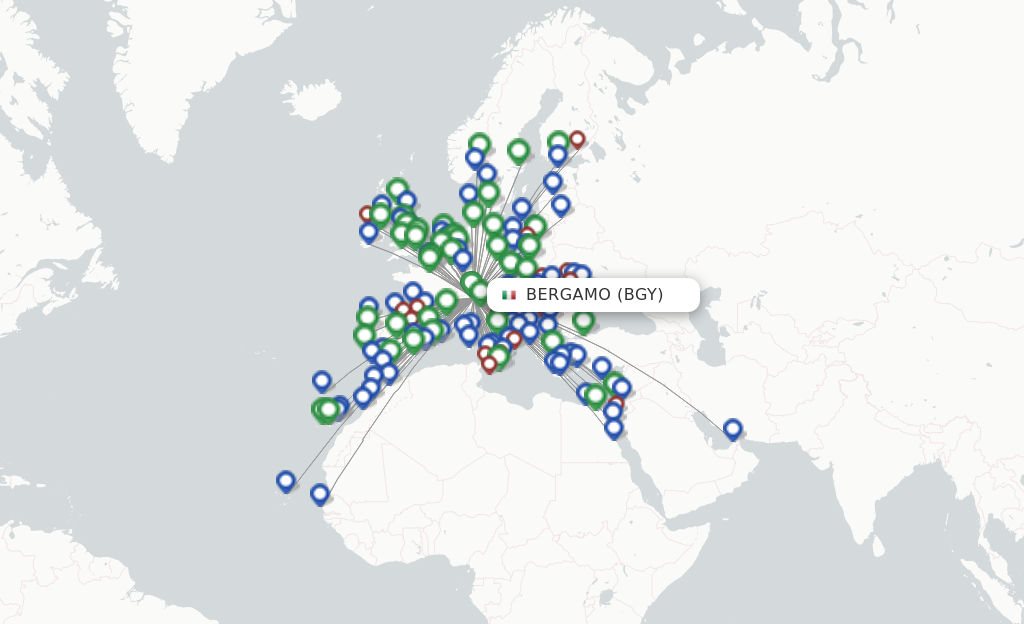 Flights from Milan to Bergen route map