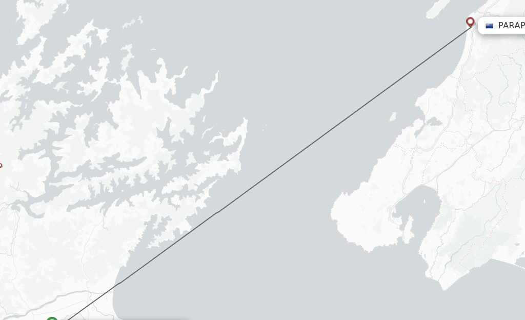 Flights from Blenheim to Paraparaumu route map