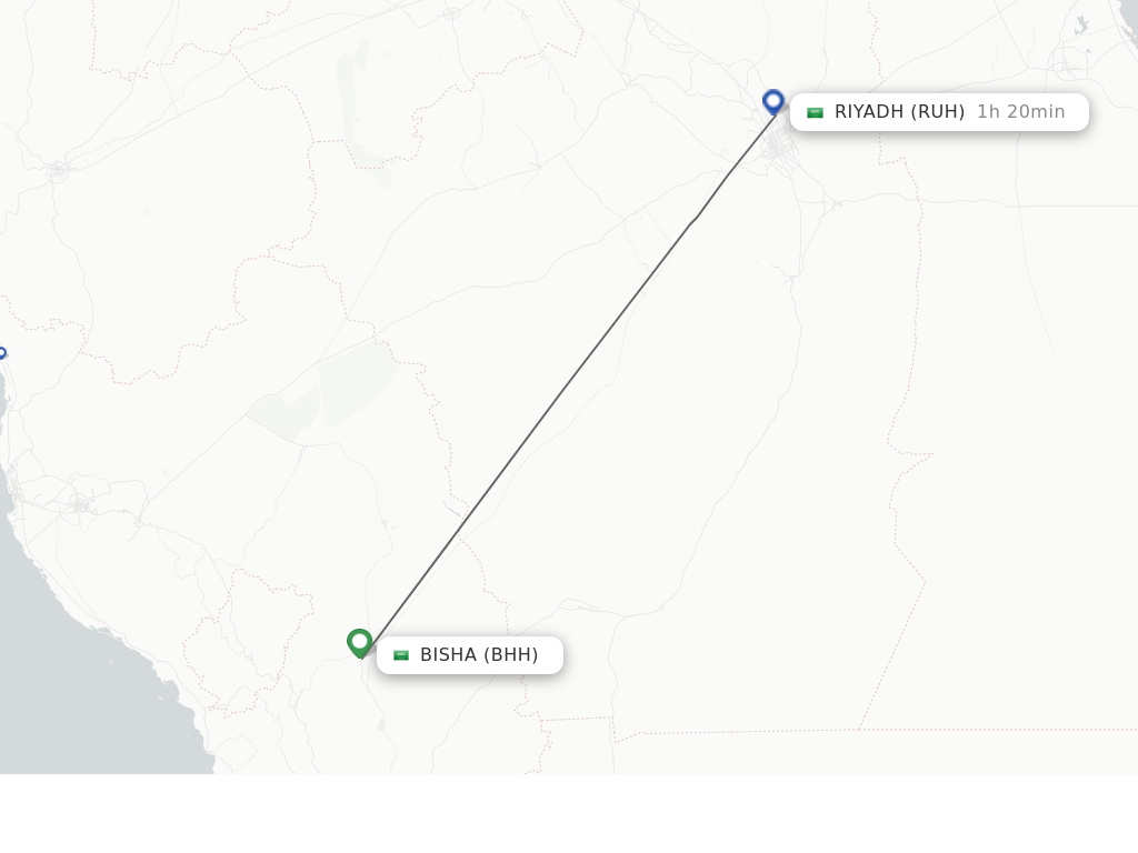 Flights from Riyadh to Bisha route map
