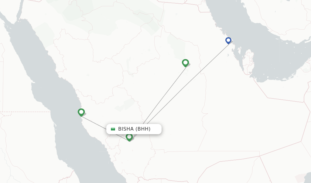 Flights from Bisha to Abha route map