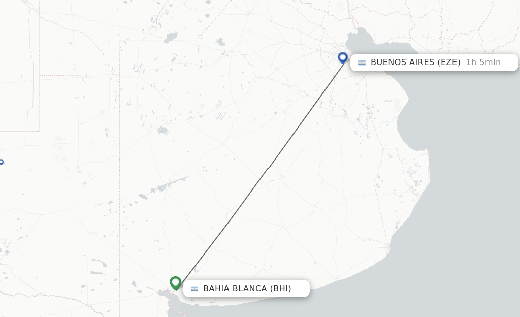 Flights from Bahia Blanca to Buenos Aires route map
