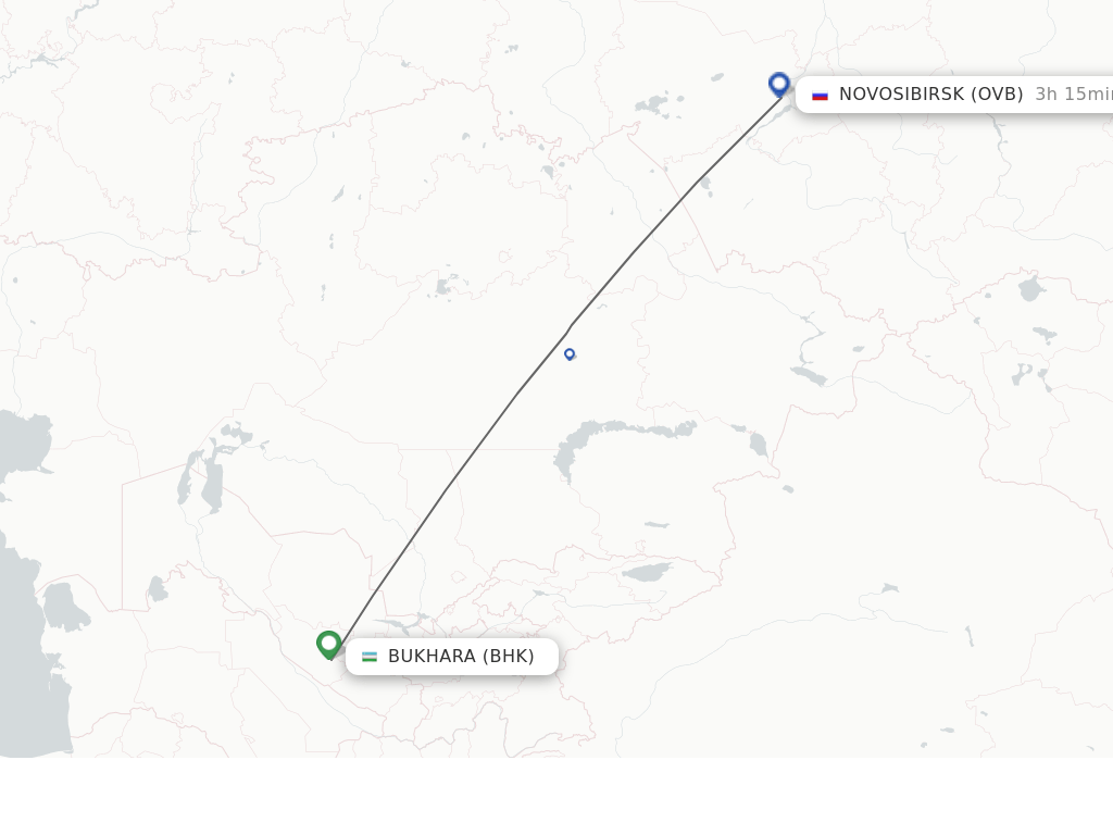 Flights from Bukhara to Novosibirsk route map