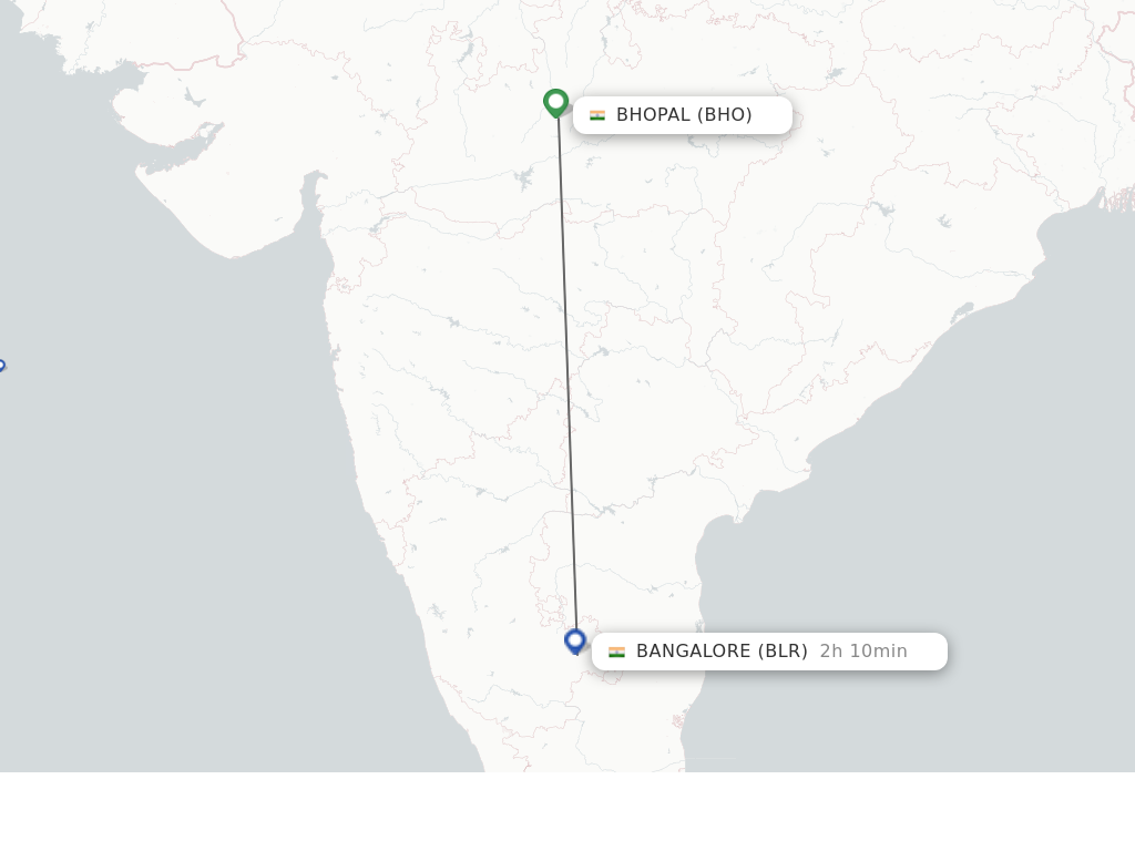Flights from Bhopal to Bengaluru route map