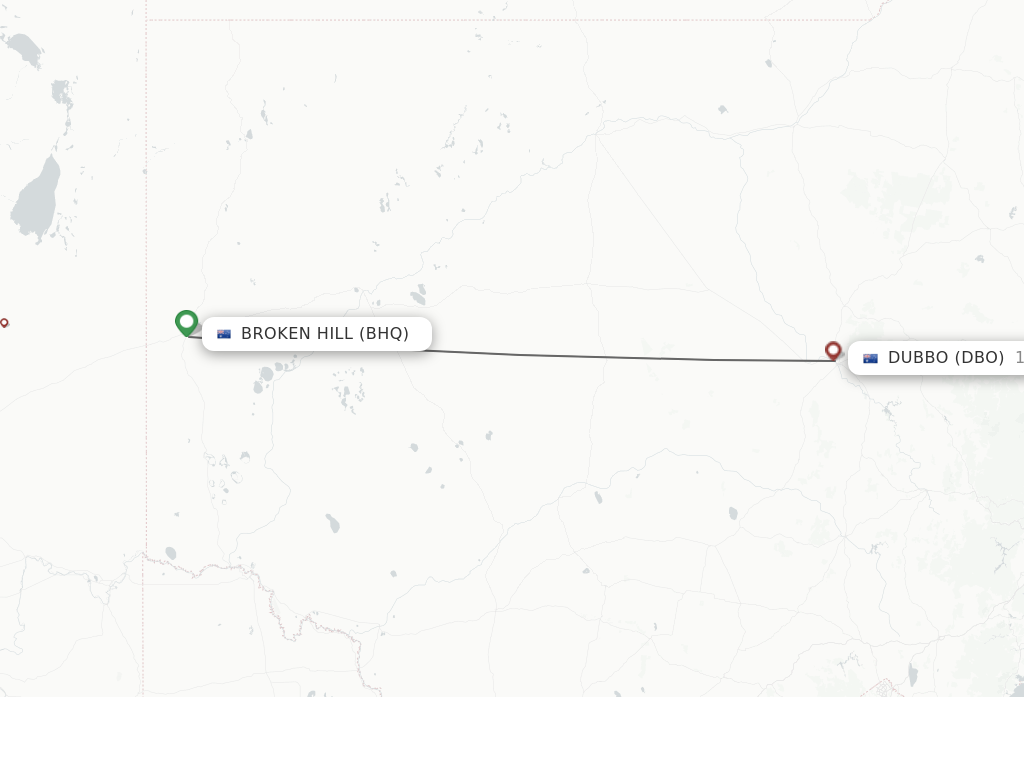 Flights from Broken Hill to Dubbo route map