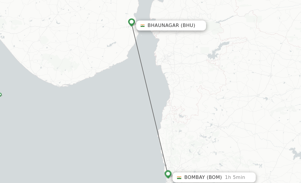 Flights from Bhaunagar to Bombay route map