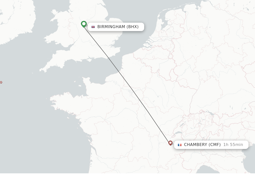 Flights from Birmingham to Chambery route map