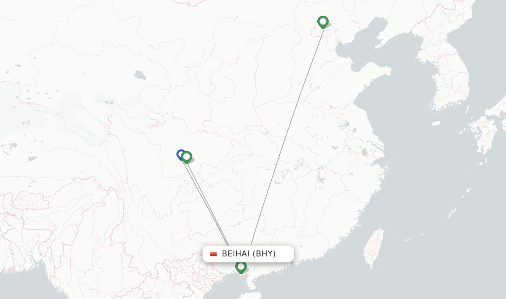 Route map with flights from Beihai with Air China