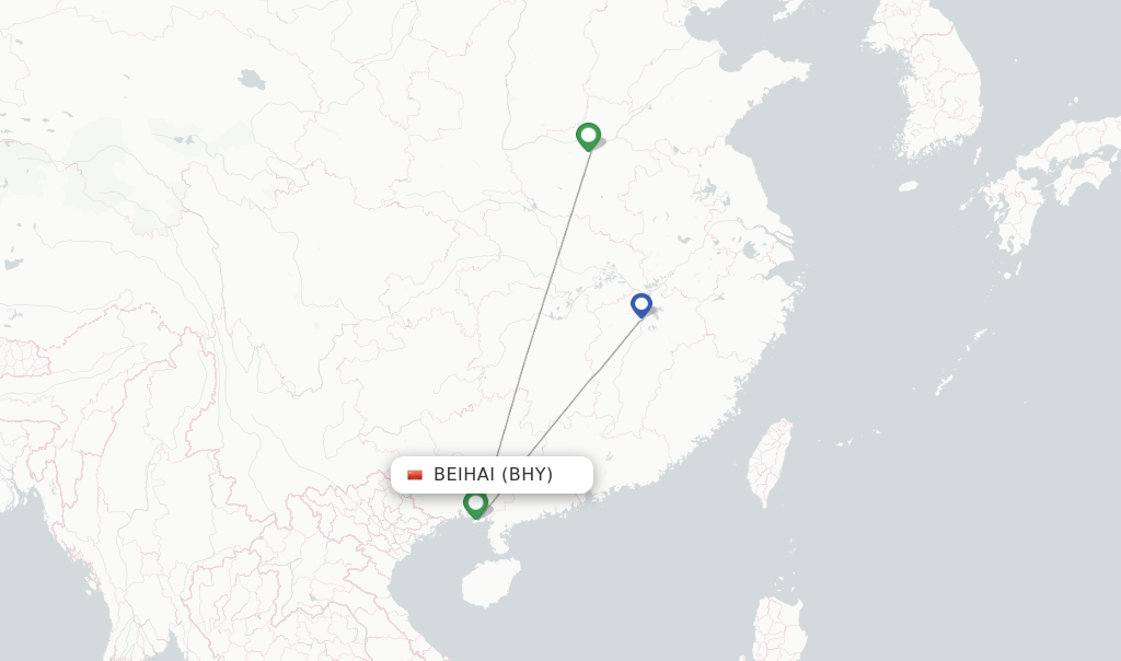 Route map with flights from Beihai with Jiangxi Airlines