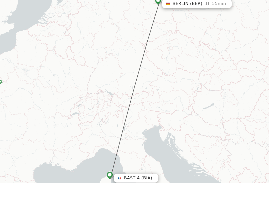 Flights from Bastia to Berlin route map