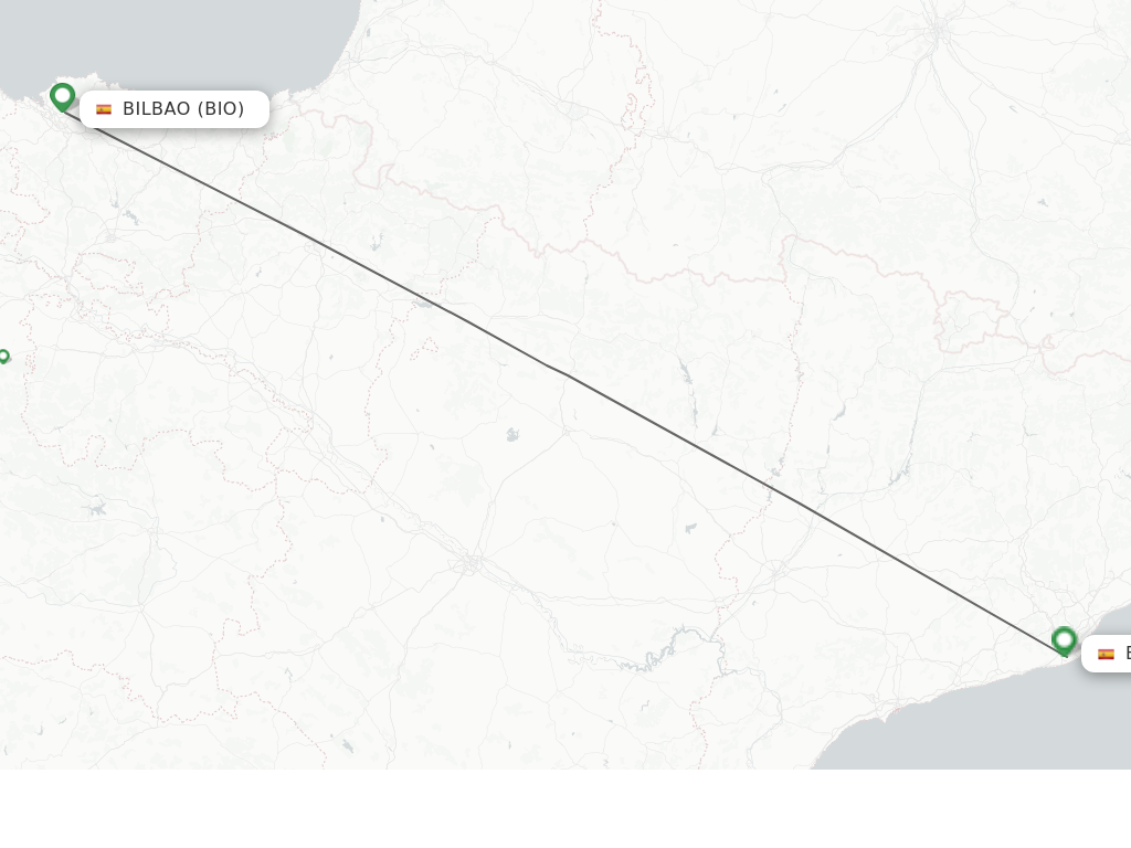 Flights from Bilbao to Barcelona route map