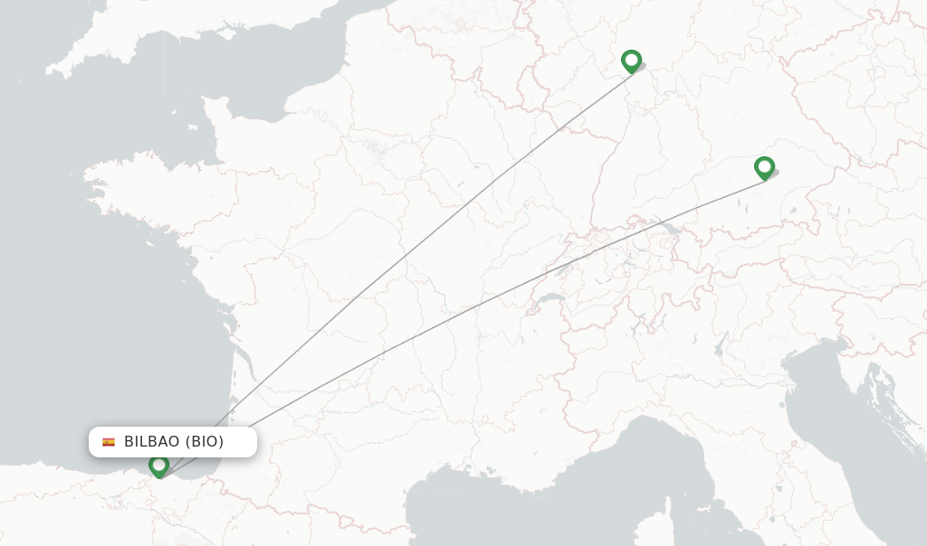 Route map with flights from Bilbao with Lufthansa