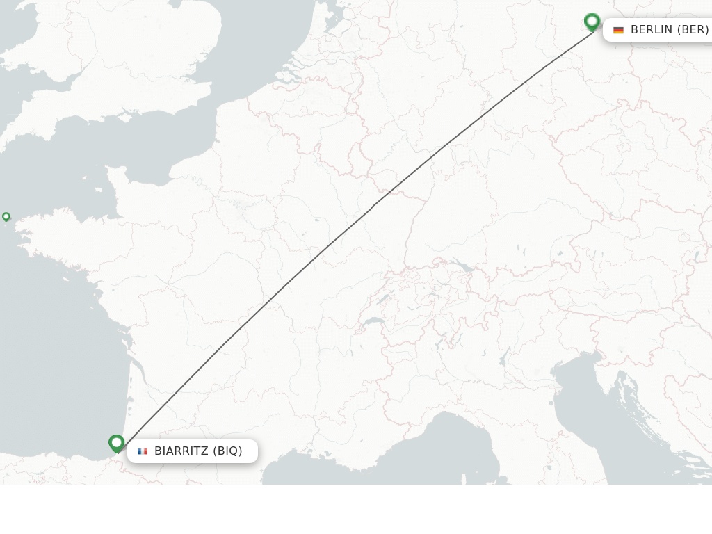 Flights from Biarritz to Berlin route map