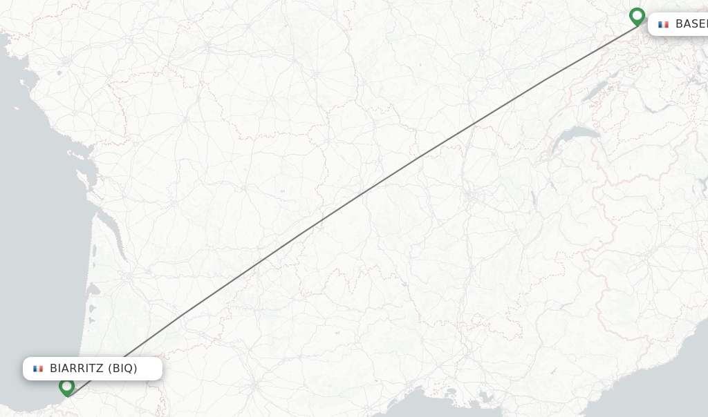 Flights from Biarritz to Basel, Switzerland/Mulhouse route map