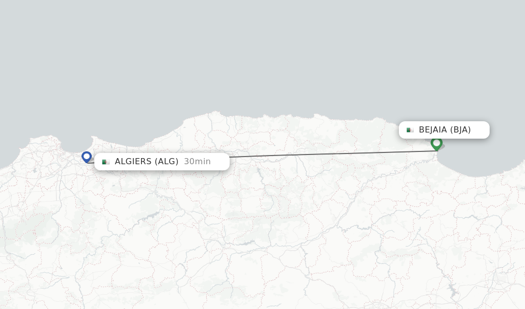 Flights from Bejaia to Algiers route map
