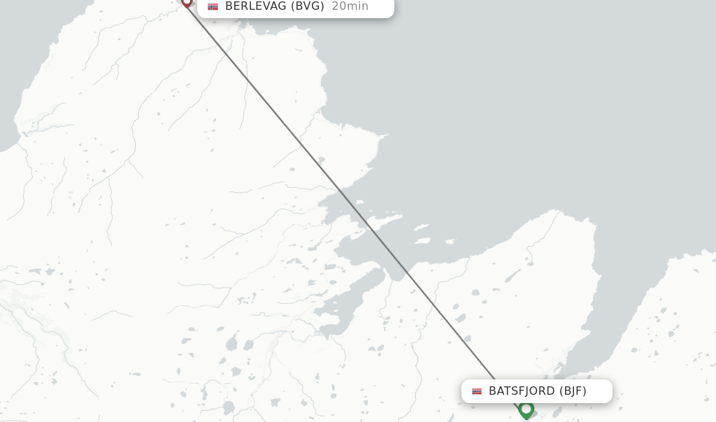 Flights from Batsfjord to Berlevag route map