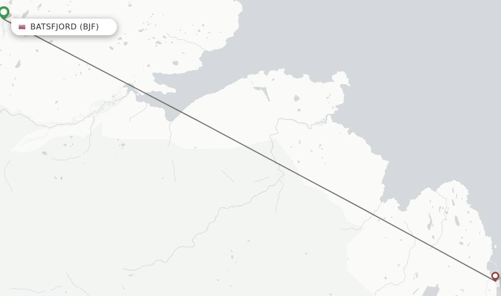 Flights from Batsfjord to Vardoe route map
