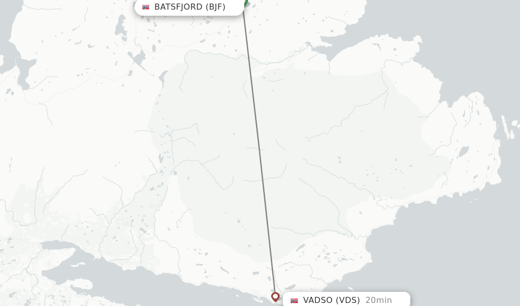 Flights from Batsfjord to Vadso route map
