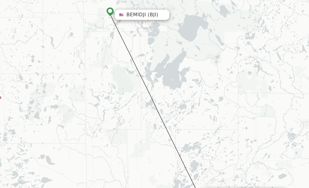 Flights from Bemidji to Brainerd route map