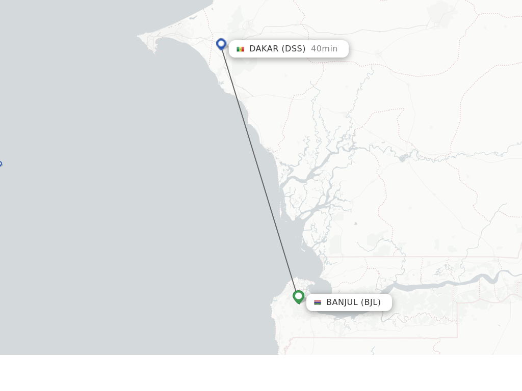 Flights from Banjul to Dakar route map